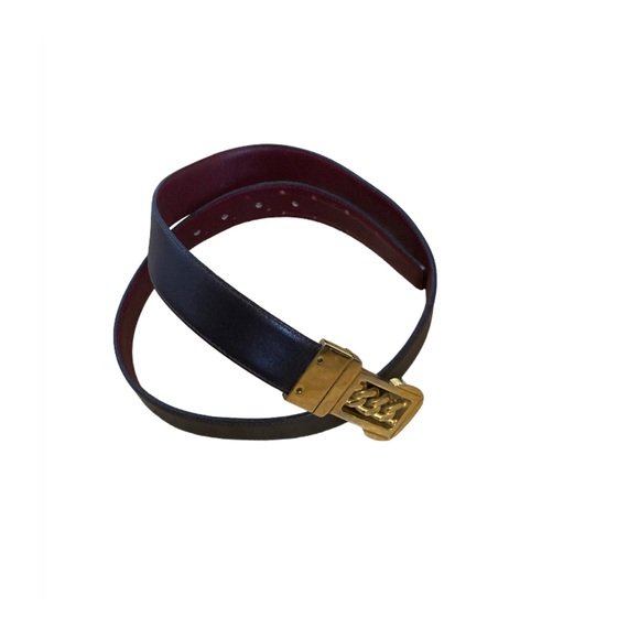 CUZZENS Gold Buckle Brown Leather Italian Made Belt 38” Long main image 5